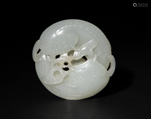 White Jade Toggle Carved with Catfish, 18th Century