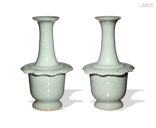 Pair of Chinese Celadon Vases, Late 19th Century