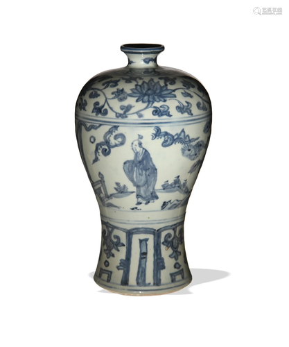 Chinese Blue and White Meiping Vase, 16th Century