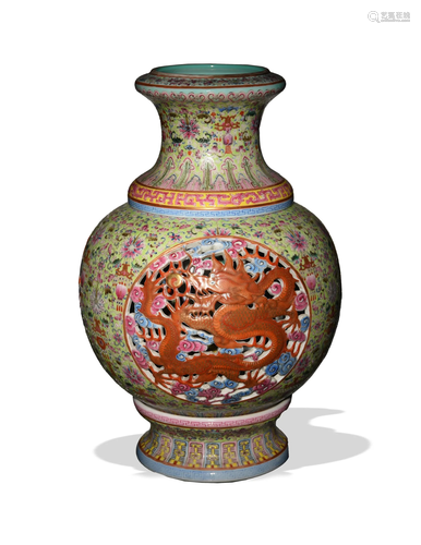 Chinese Famille Rose Rotating Vase, Republic