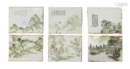 Three Pairs of Chinese Porcelain Plaques, 19th Century