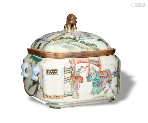 Chinese 3-Part Warmer with West Chamber Scenes, 19th