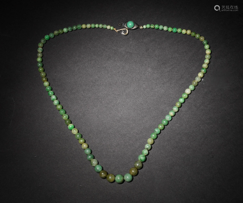 Chinese Jadeite Necklace, Late 19th Century