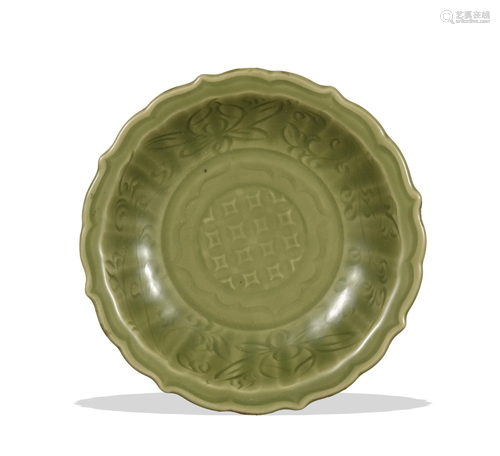 Chinese Celadon Longquan Plate, Early Ming Dynasty