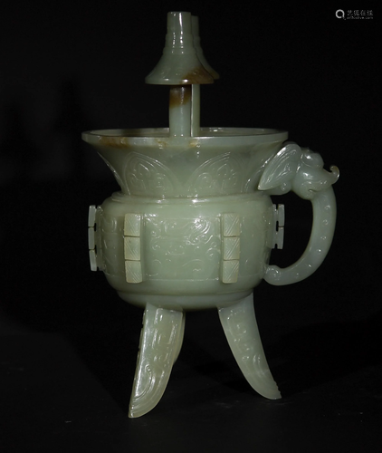 Chinese Jade Jue Cup, 19th Century