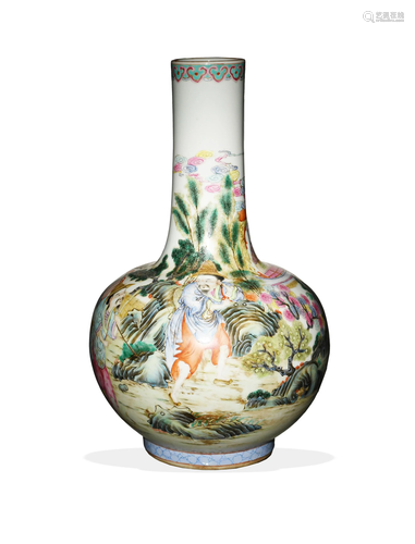 Chinese Famille Rose Tianqiu Vase, Late 19th Century