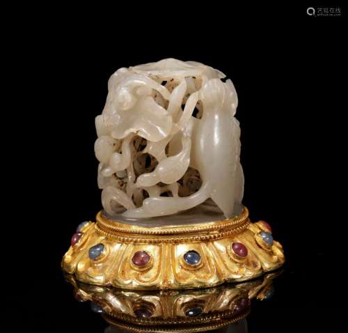Yuan Dynasty - Hetian Jade Censer Top