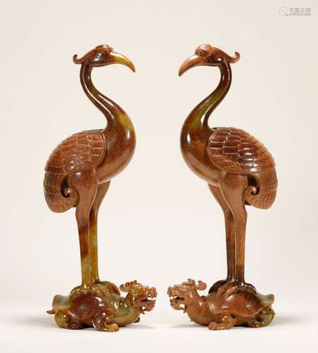 Han Dynasty - Pair of Jade Cranes