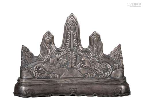 Qing Dynasty - Mountain Shape Silver Decoration