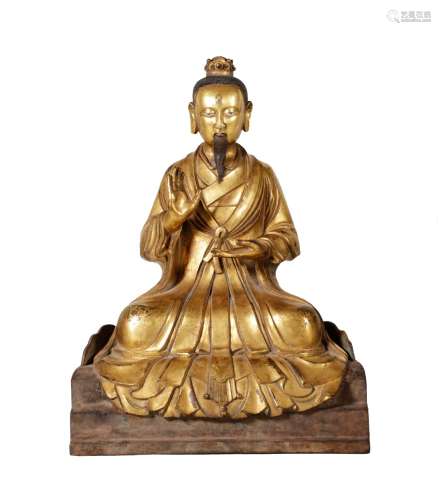 Ming Dynasty - Gilt Guru Statue