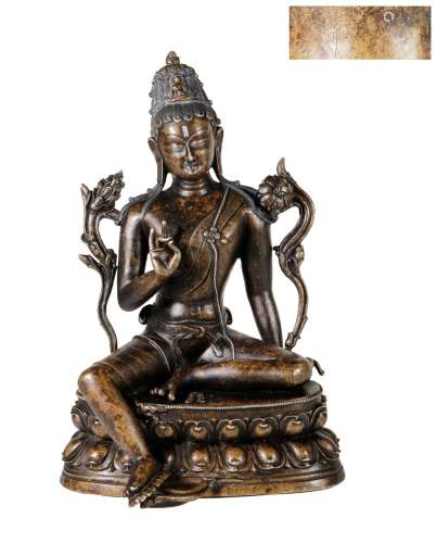 13th century - Gilt with Silver Inlay Buddha Statue