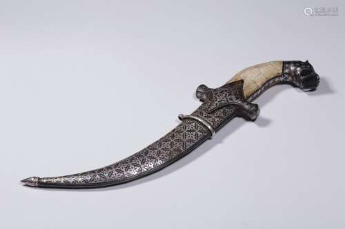 chinese silver-inlaid bronze dagger