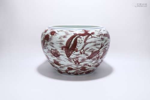 chinese underglaze red porcelain large brush washer