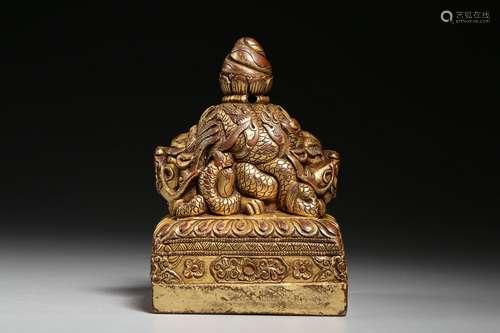 chinese gilt bronze dafa seal