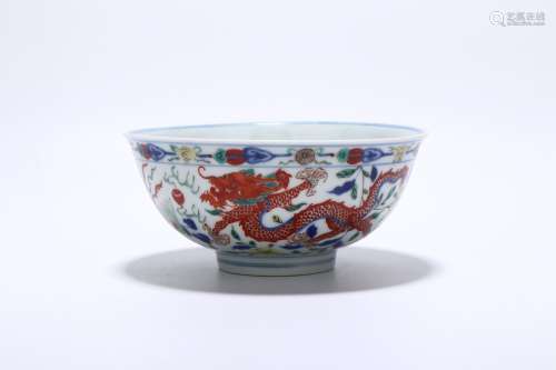 chinese doucai porcelain dragon pattern bowl