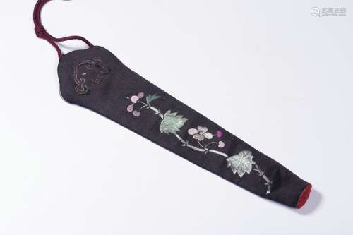 chinese embroidery fan cover with floral pattern