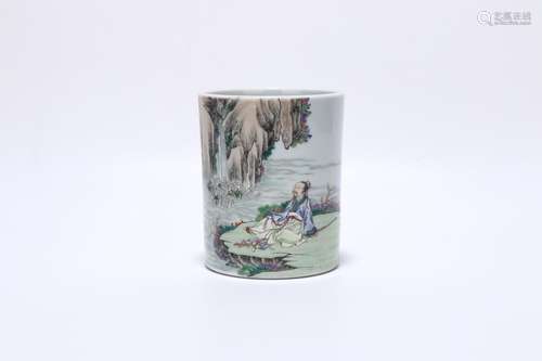 chinese famille rose porcelain brush pot