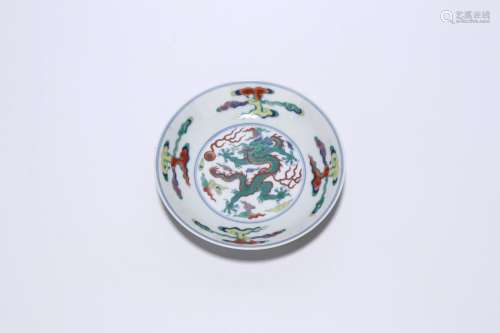 chinese doucai porcelain dragon pattern dish