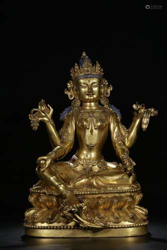 chinese gilt bronze six-armed tara