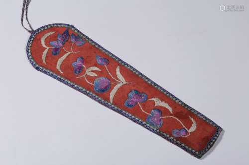 chinese embroidery fan cover with floral pattern