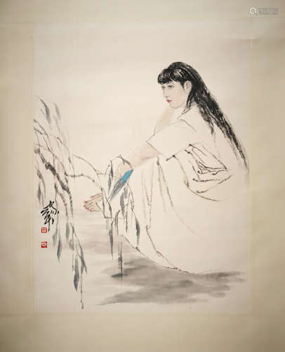 CHINESE FIGURE PAINTING AND CALLIGRAPHY, HE JIAYING
