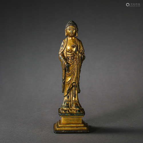 GILT BRONZE BUDDHA STATUE, LIAO AND JIN DYNASTIES, CHINA