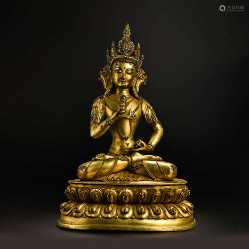 SEATED GILT BRONZE BUDDHA, MING DYNASTY, CHINA