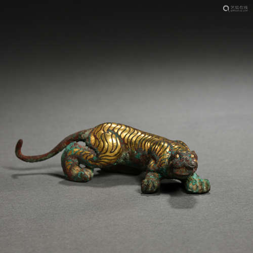 CHINESE TIGER INALID WITH GOLD AND SILVER, WARRING STATES PE...
