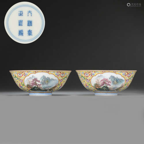 A PAIR OF CHINESE FAMILLE ROSE BOWLS, YONGZHENG PERIOD, QING...