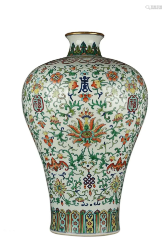 BLUE & WHITE AND DOUCAI 'FLORAL' MEIPING VASE