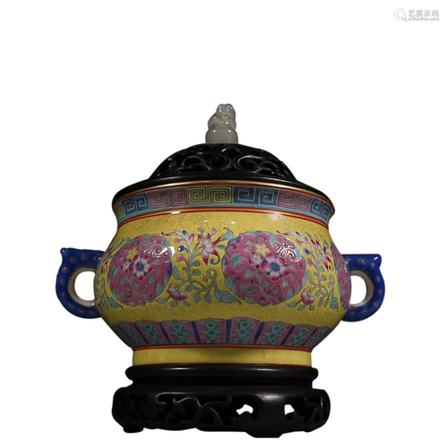 ENAMELED 'FLORAL' INCENSE BURNER