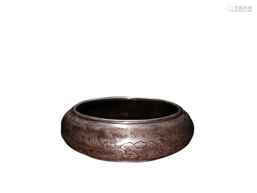 SILVER 'FLORAL' BRUSH WASHING BOWL