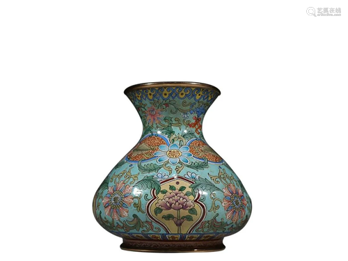 CLOISONNE ENAMEL 'FLORAL' VASE