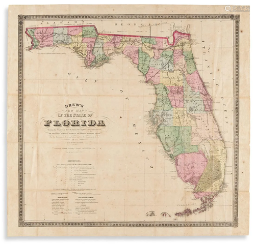 (FLORIDA.) Columbus Drew. Drew's New Map of the State