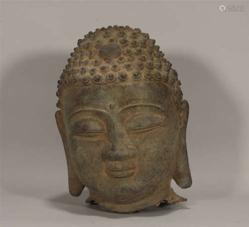 Bronze Buddha head in Qing Dynasty
