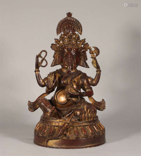 Bronze gilded God of Wealth in Qing Dynasty
