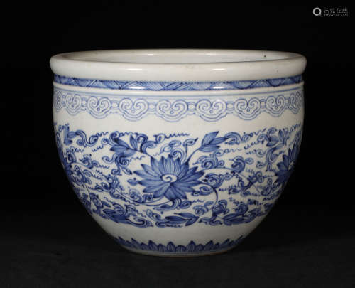 Blue and White Jardiniere Qianlong Style