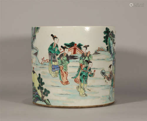 The penholder of the colorful characters of Kangxi in the Qi...