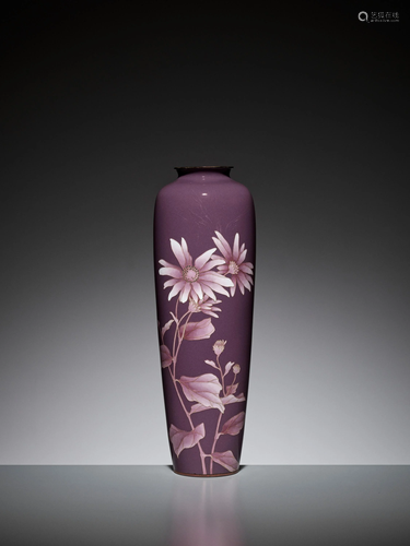 ANDO: A DEEP PURPLE CLOISONNE ENAMEL VASE