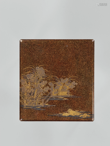 A LACQUER SUZURIBAKO WITH AUTUMN FLOWERS