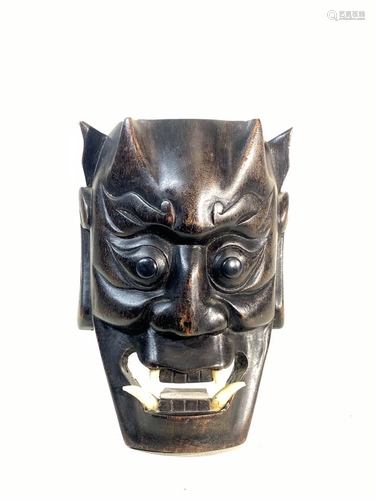 Japanese Hardwood Mask of Oni