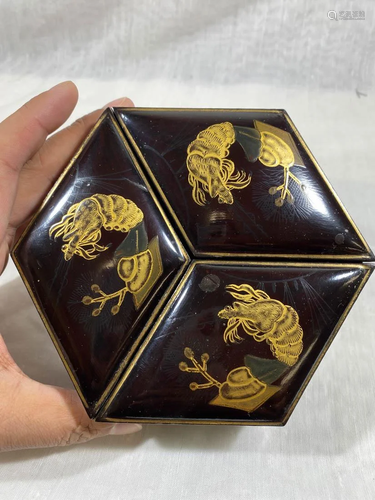 Japanese Lacquer Box with Shrimp