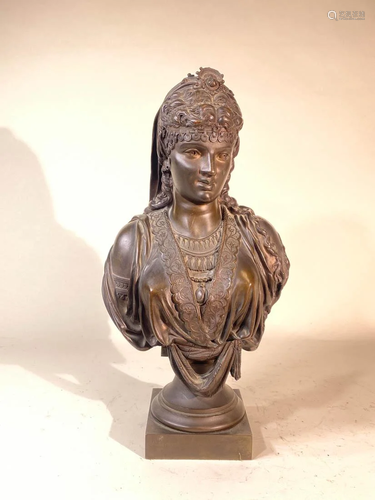 French Bronze Sculpture Bust of a Women