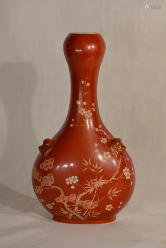 Japanese Kutani Porcelain Vase with Pheonix