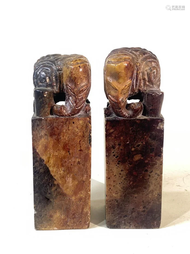 Pair Chinese Soapstone Seals