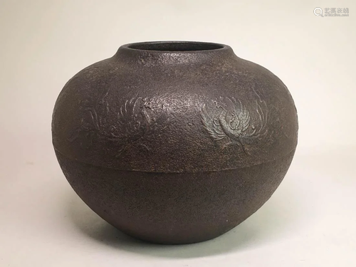 Japanese Iron Vase - Pheonix Motif