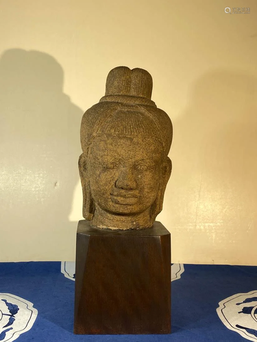 South East Asia Stone Head on Base