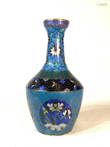 Chinese Cloisonne Vase with Crane