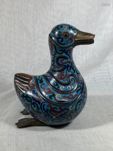 Chinese Cloisonne Duck Ewer