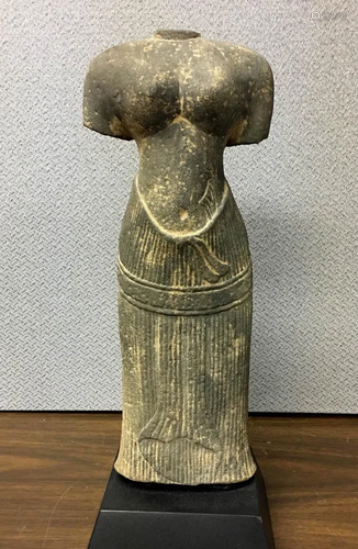 Southeast Asia Carved Stone Torso on Stand